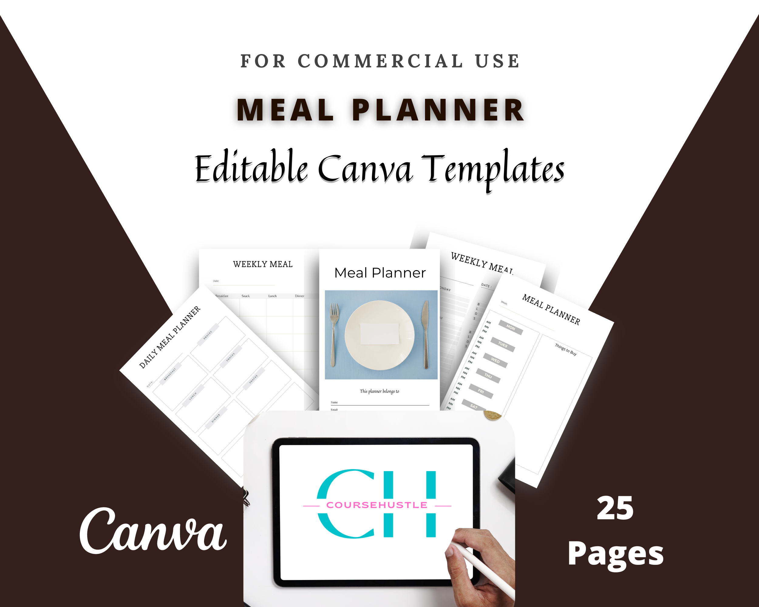 Editable Meal Planner in Canva | Commercial Use