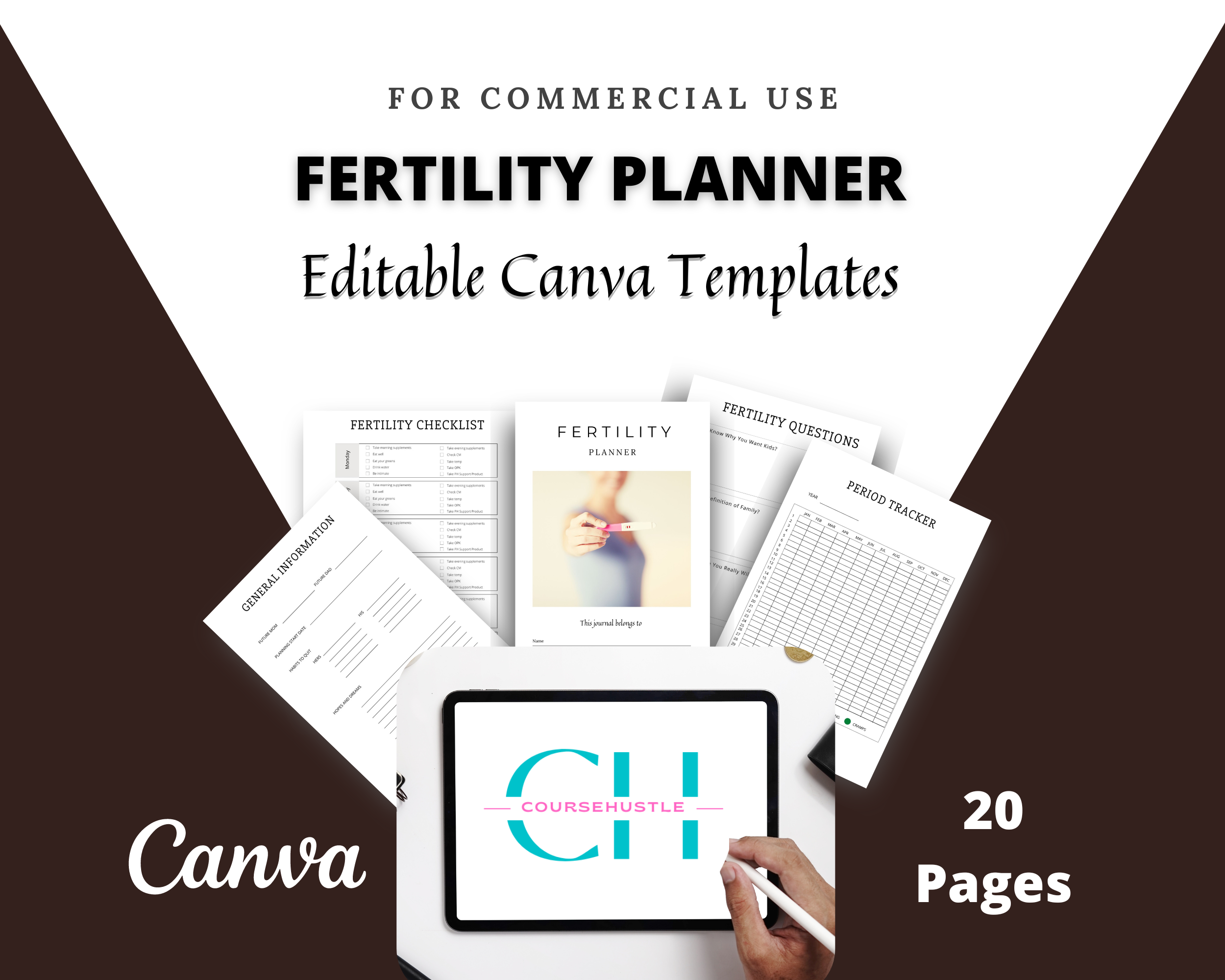 Editable Fertility Planner Templates in Canva | Commercial Use