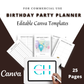 Editable Birthday Planner in Canva | Canva Template Pack | Birthday Party Planner Canva | Commercial Use