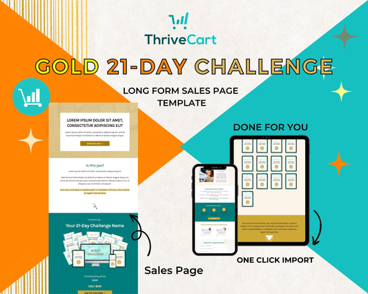 Gold 21-Day Challenge Sales Page Template in Thrivecart