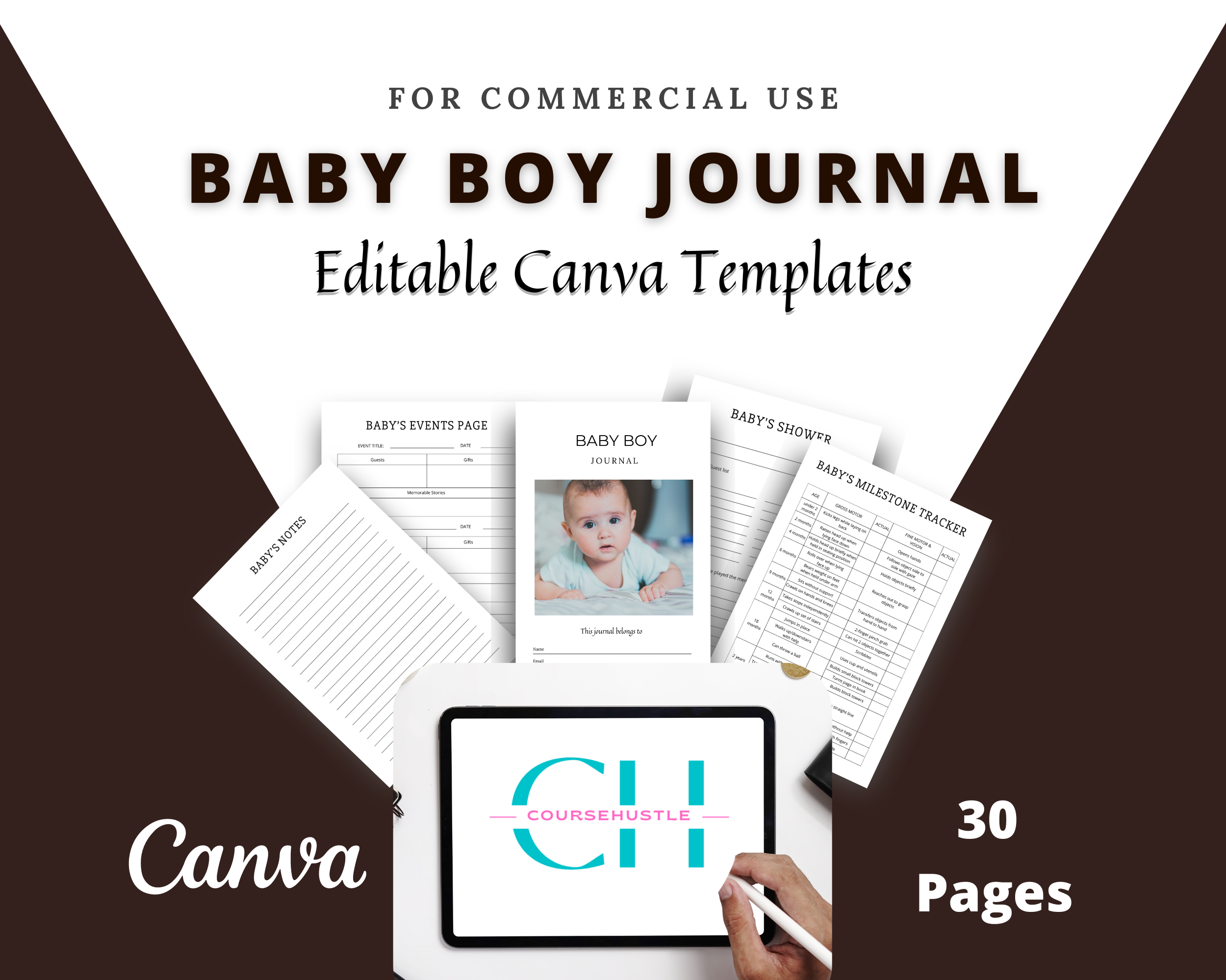 Editable Baby Boy Planner Templates in Canva | Commercial Use