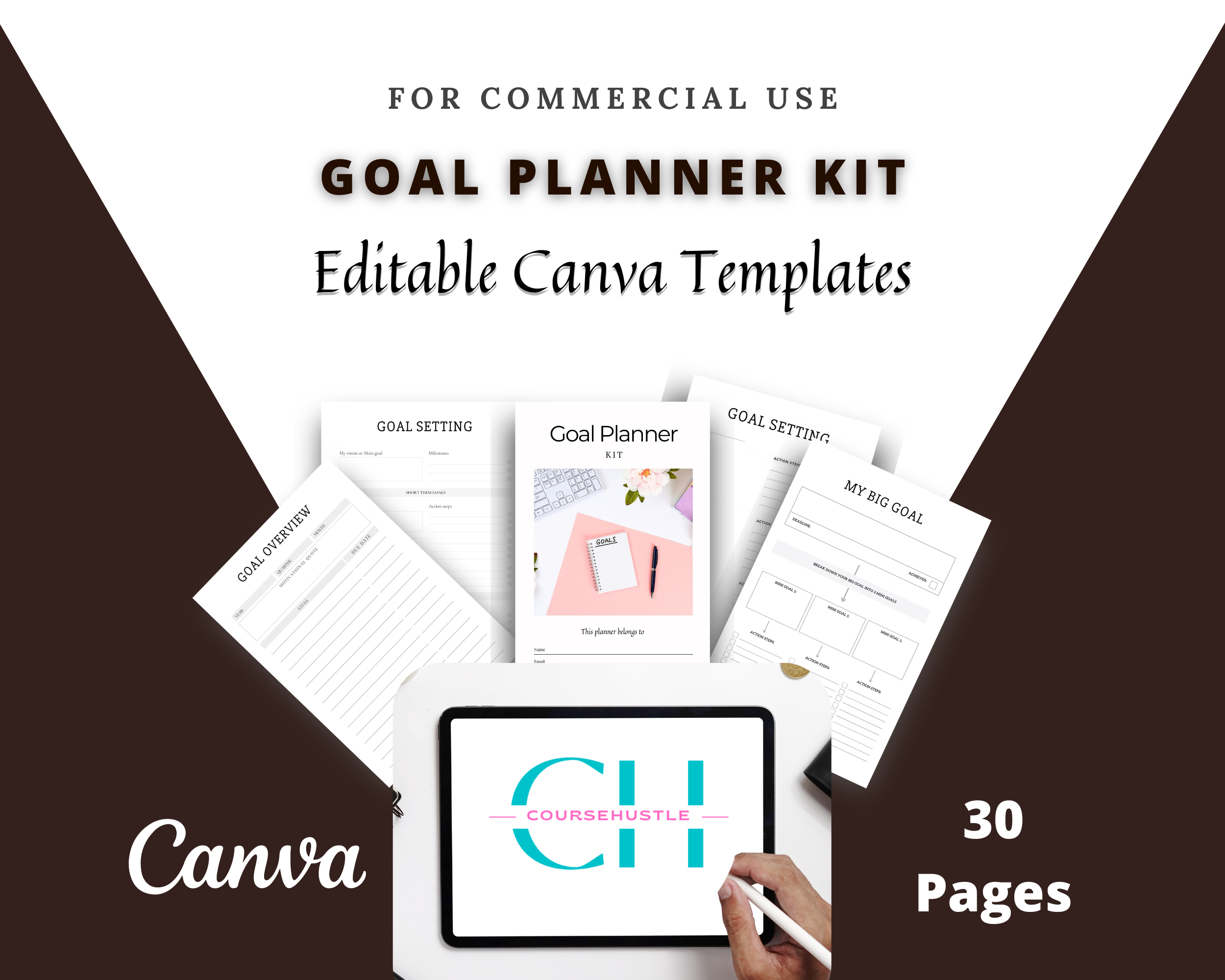 Editable Goal Planner in Canva | Commercial Use