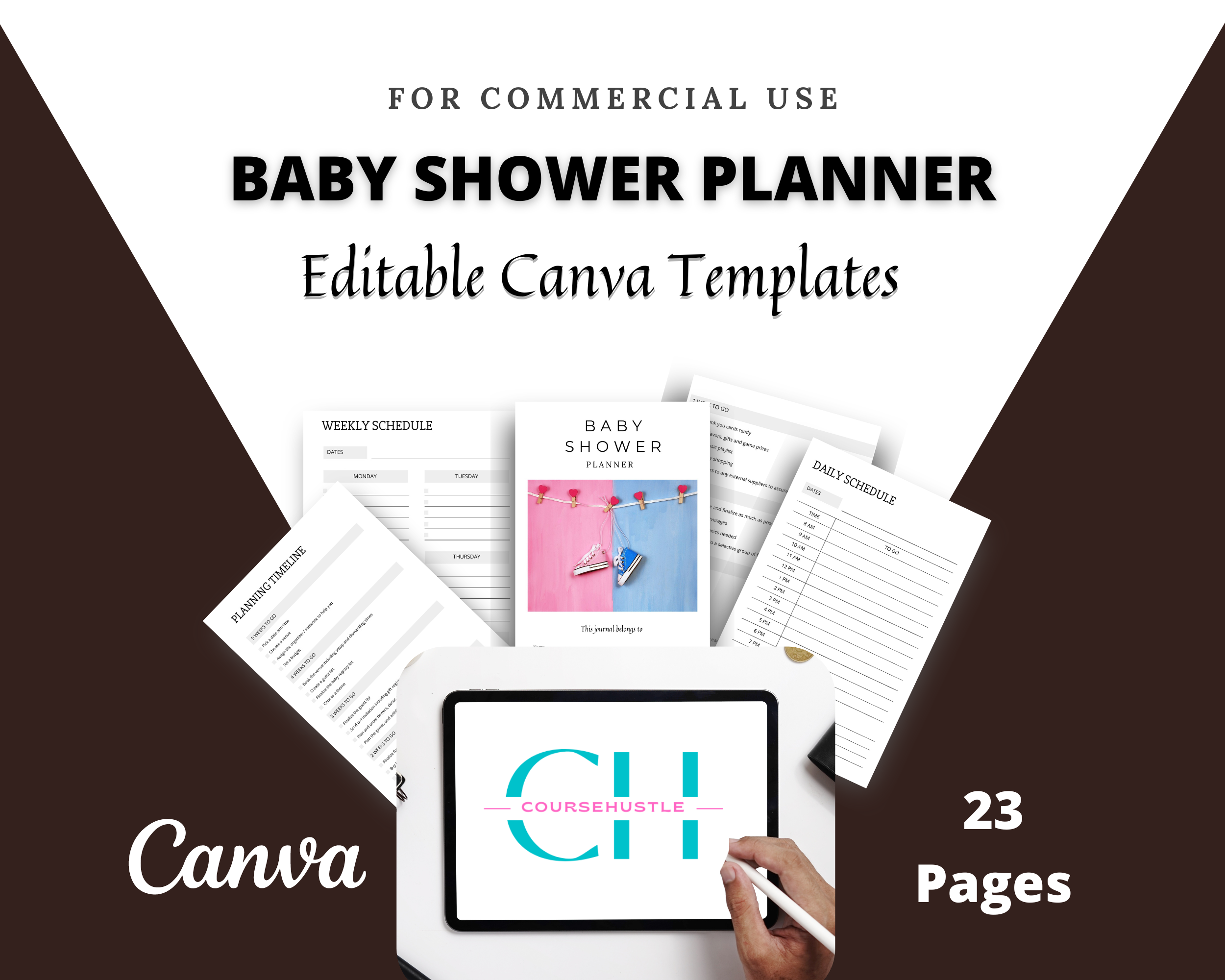 Editable Baby Shower Planner Templates in Canva | Commercial Use