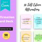 Self Esteem Affirmation Card Deck | Editable 50 Card Deck in Canva | Commercial Use