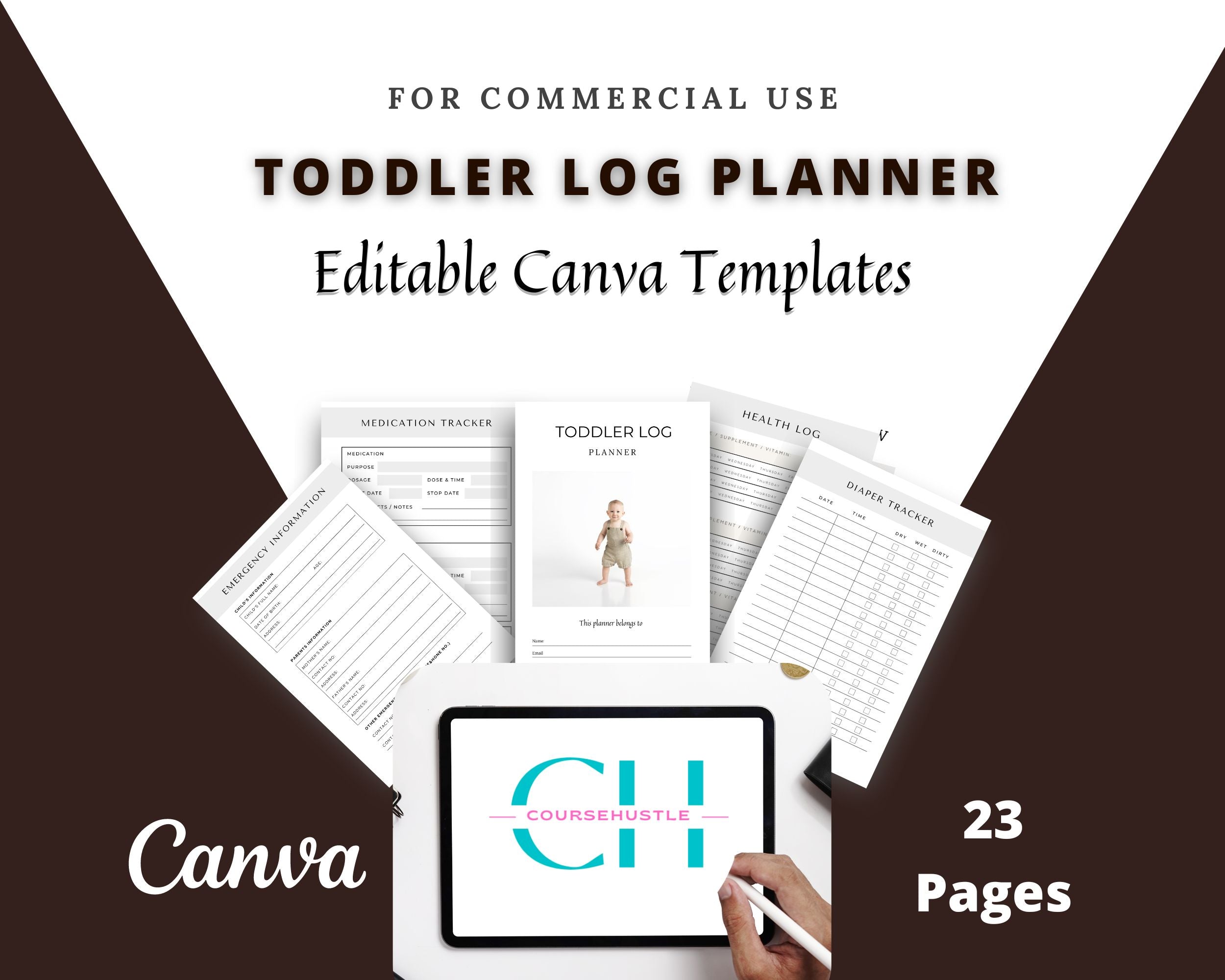 Editable Toddler Log Planner in Canva | Canva Template Pack | Commercial Use