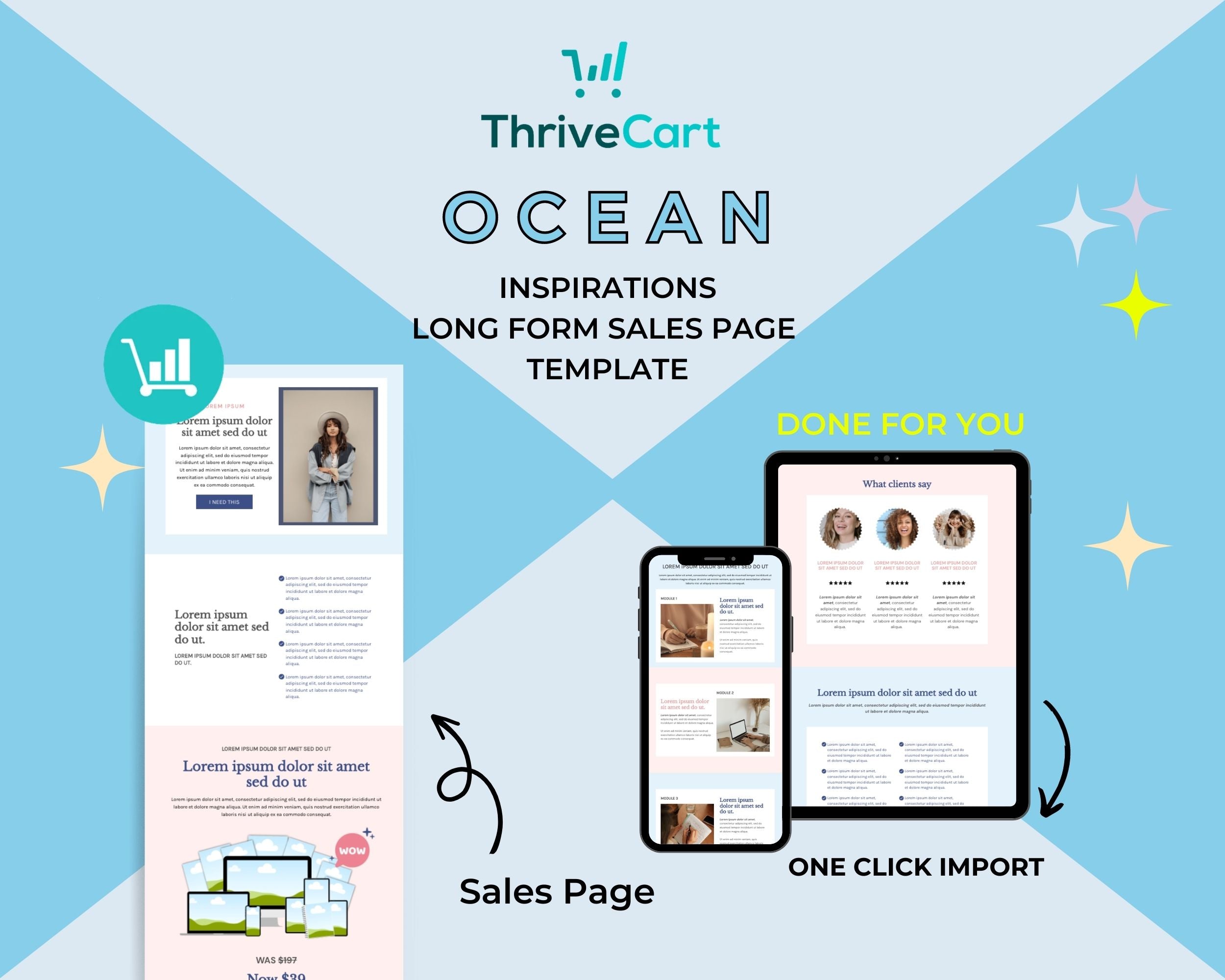 Ocean Inspirations Sales Page Template in ThriveCart