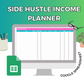 Side Hustle Income Planner Google Spreadsheet | Simple Side Hustle Income Google Sheets