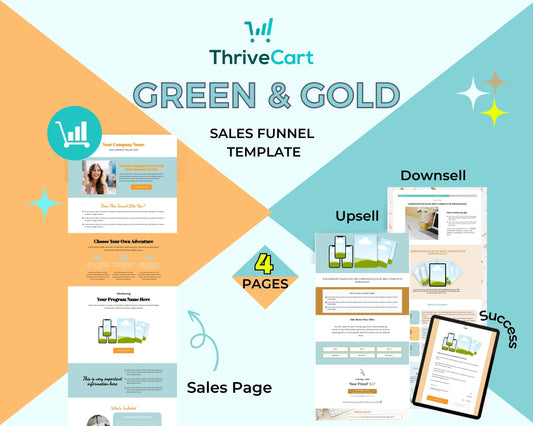 Green & Gold ThriveCart 4-Page Sales Funnel Template