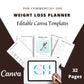 Editable Weight Loss Planner in Canva | Commercial Use