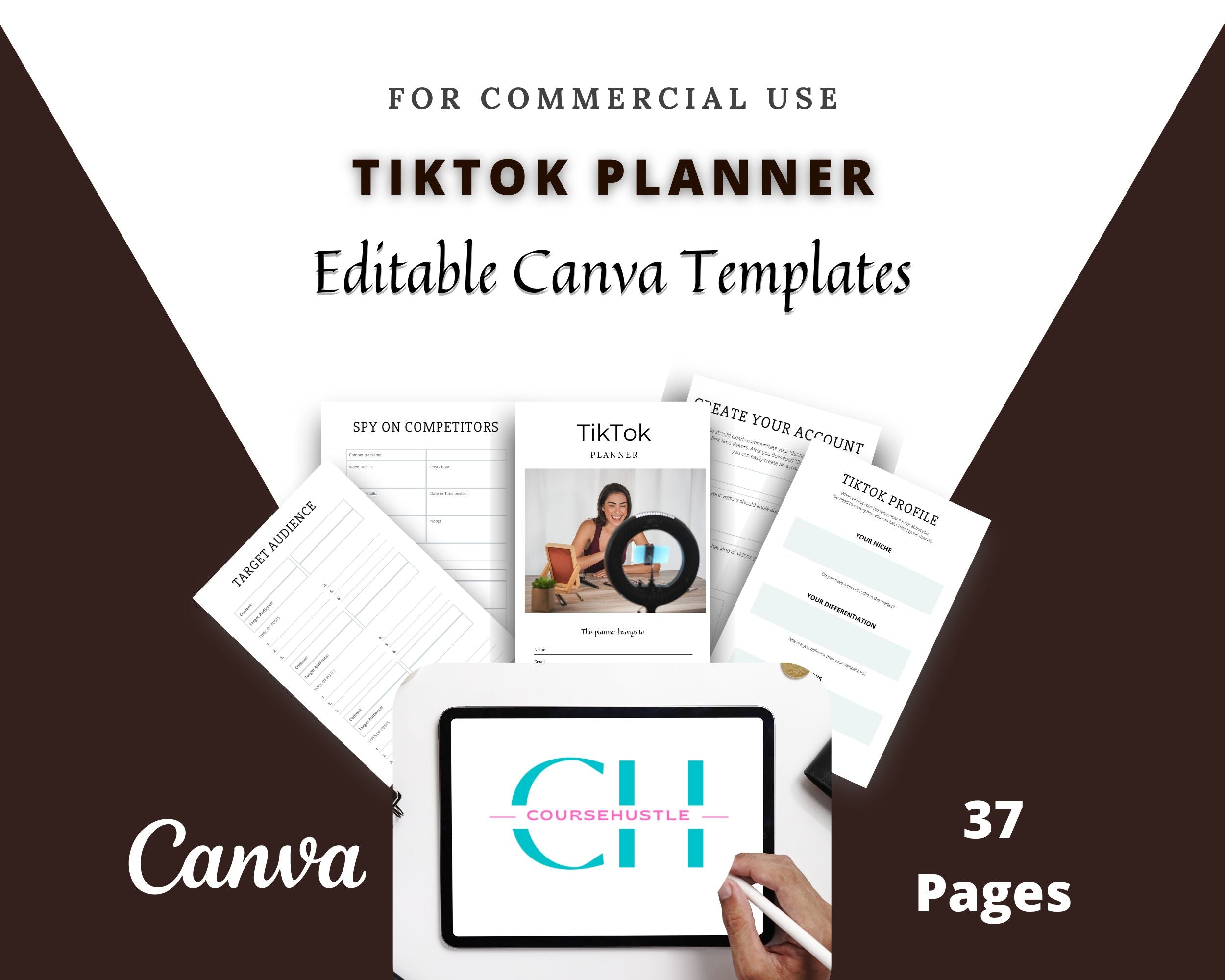 Editable TikTok Planner in Canva | Commercial Use