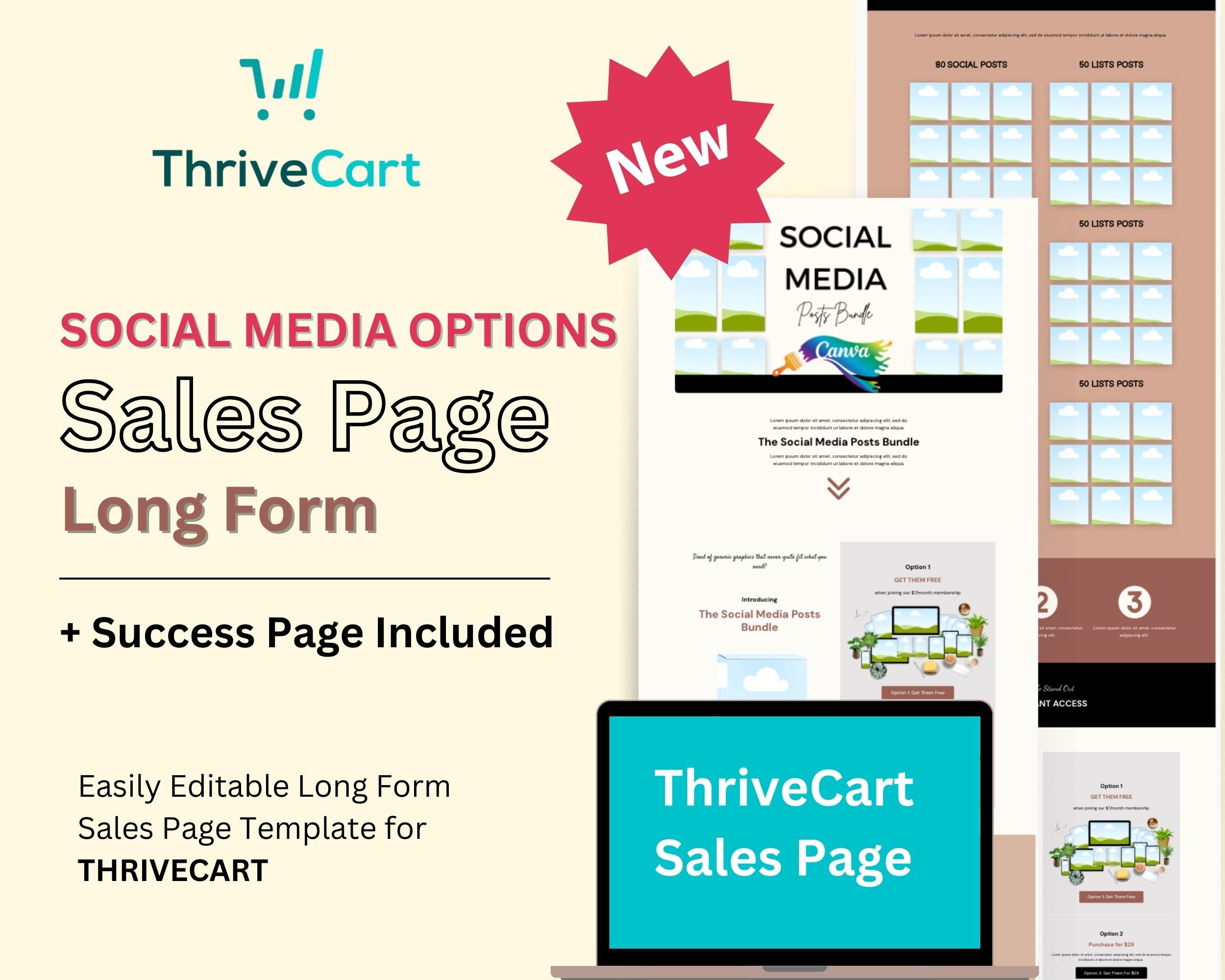 Social Media Sales Page Template in ThriveCart