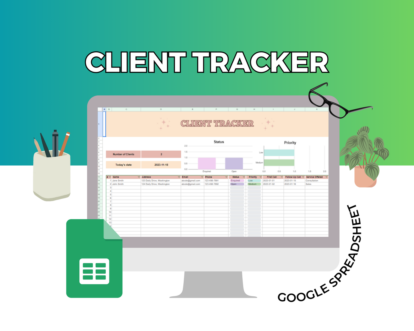 Client Tracker Google Spreadsheet | Client Tracker Google Sheets
