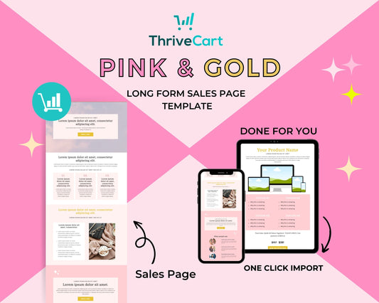 Pink and Gold Sales Page Template in ThriveCart