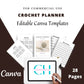 Editable Crochet Planner in Canva | Canva Template Pack | Commercial Use