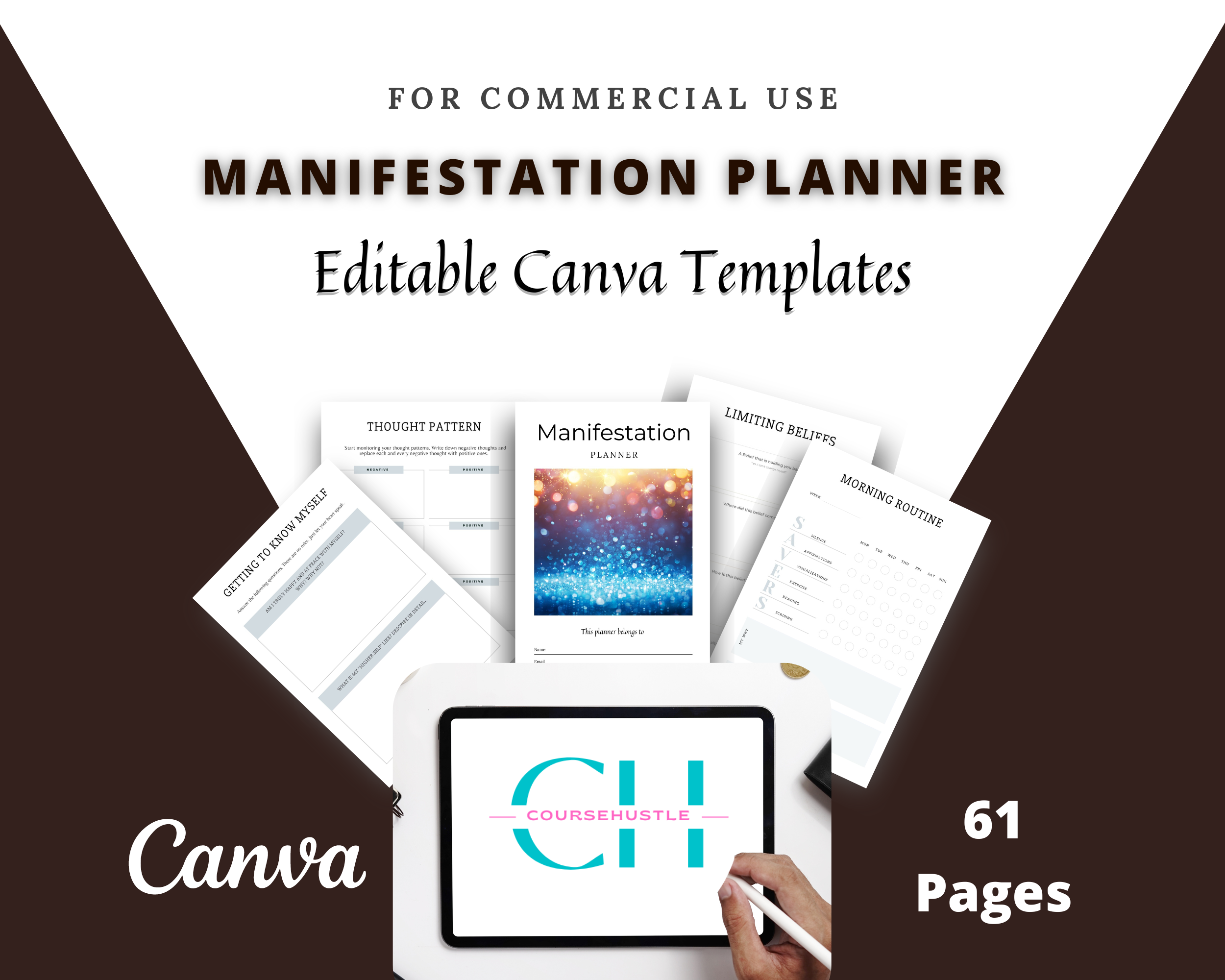 Editable Manifestation Planner Template in Canva | Commercial Use