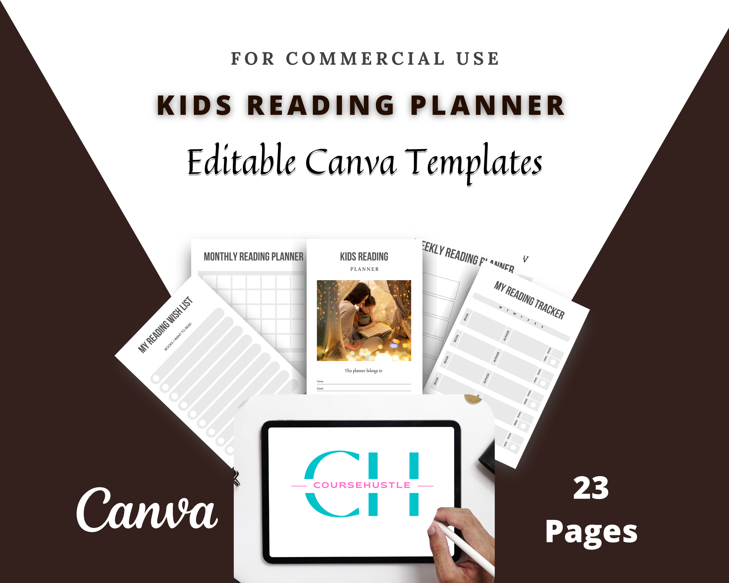 Editable Kids Reading Planner in Canva | Canva Template Pack | Commercial Use