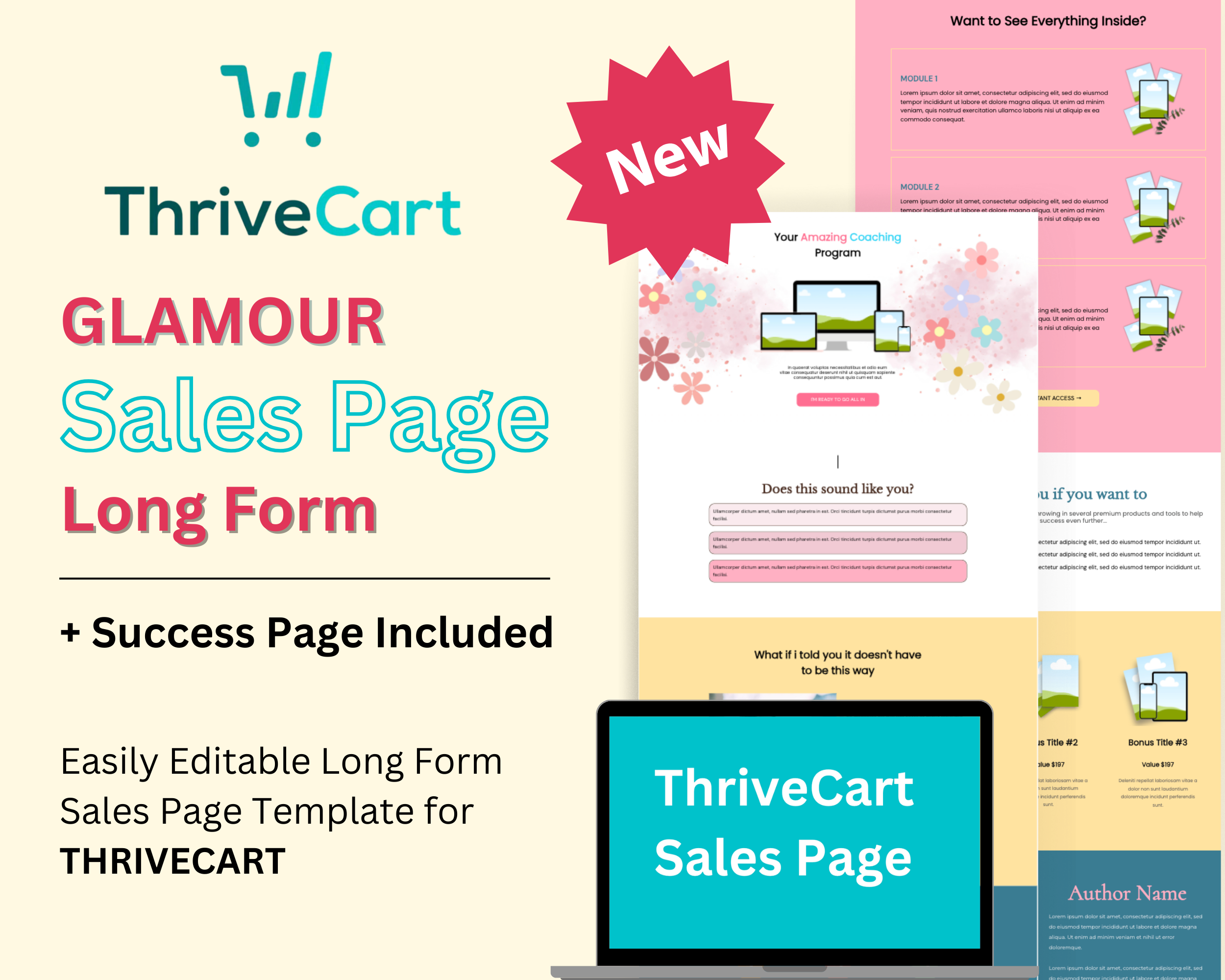 Glamour Sales Page Template in ThriveCart