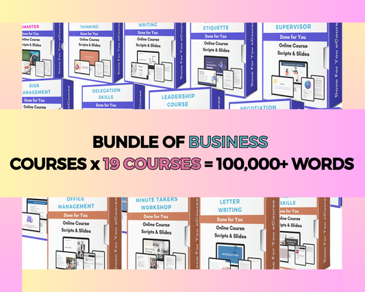 BUNDLE of 19 Business Courses | Lessons in Google Docs | Done for You Canva Slides
