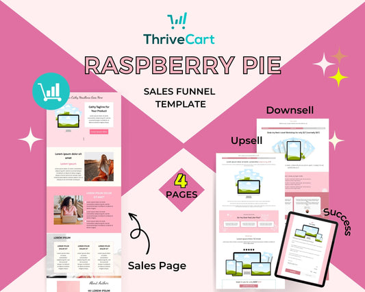 Raspberry Pie ThriveCart 4-Page Sales Funnel Template