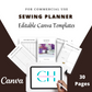 Editable Sewing Planner in Canva | Canva Template Pack | Sewing Business Planner Canva | Commercial Use