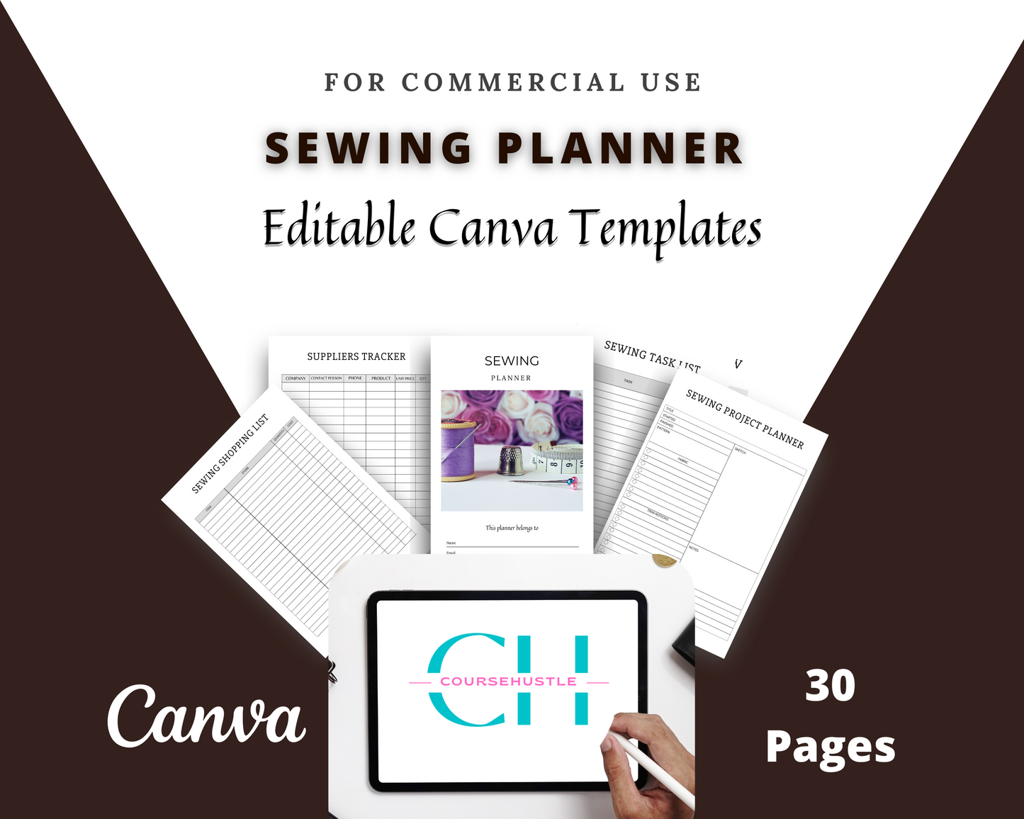 Editable Sewing Planner in Canva | Canva Template Pack | Sewing Business Planner Canva | Commercial Use