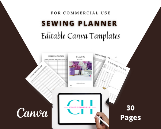 Editable Sewing Planner in Canva | Canva Template Pack | Sewing Business Planner Canva | Commercial Use