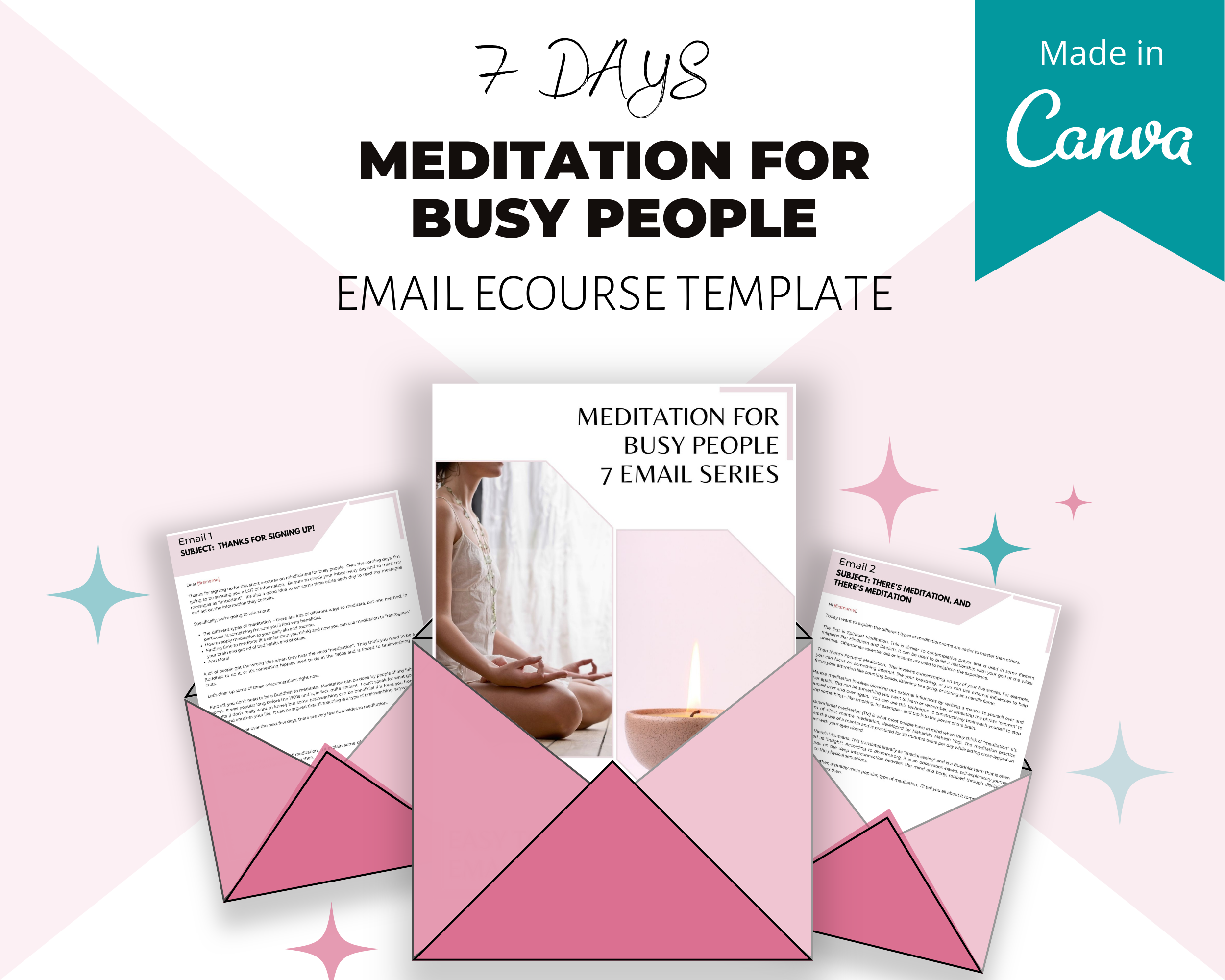 Meditation for Busy People Emails | Rebrandable Done-for-You eCourse