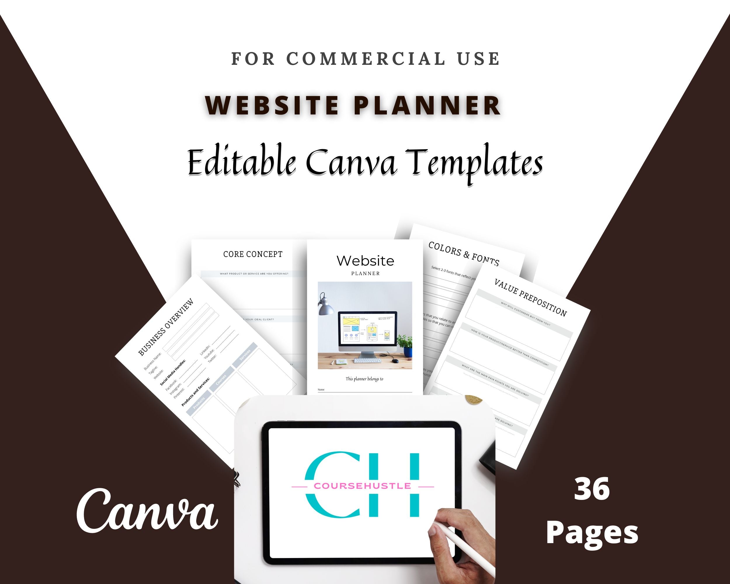 Editable Website Planner Templates in Canva | Commercial Use