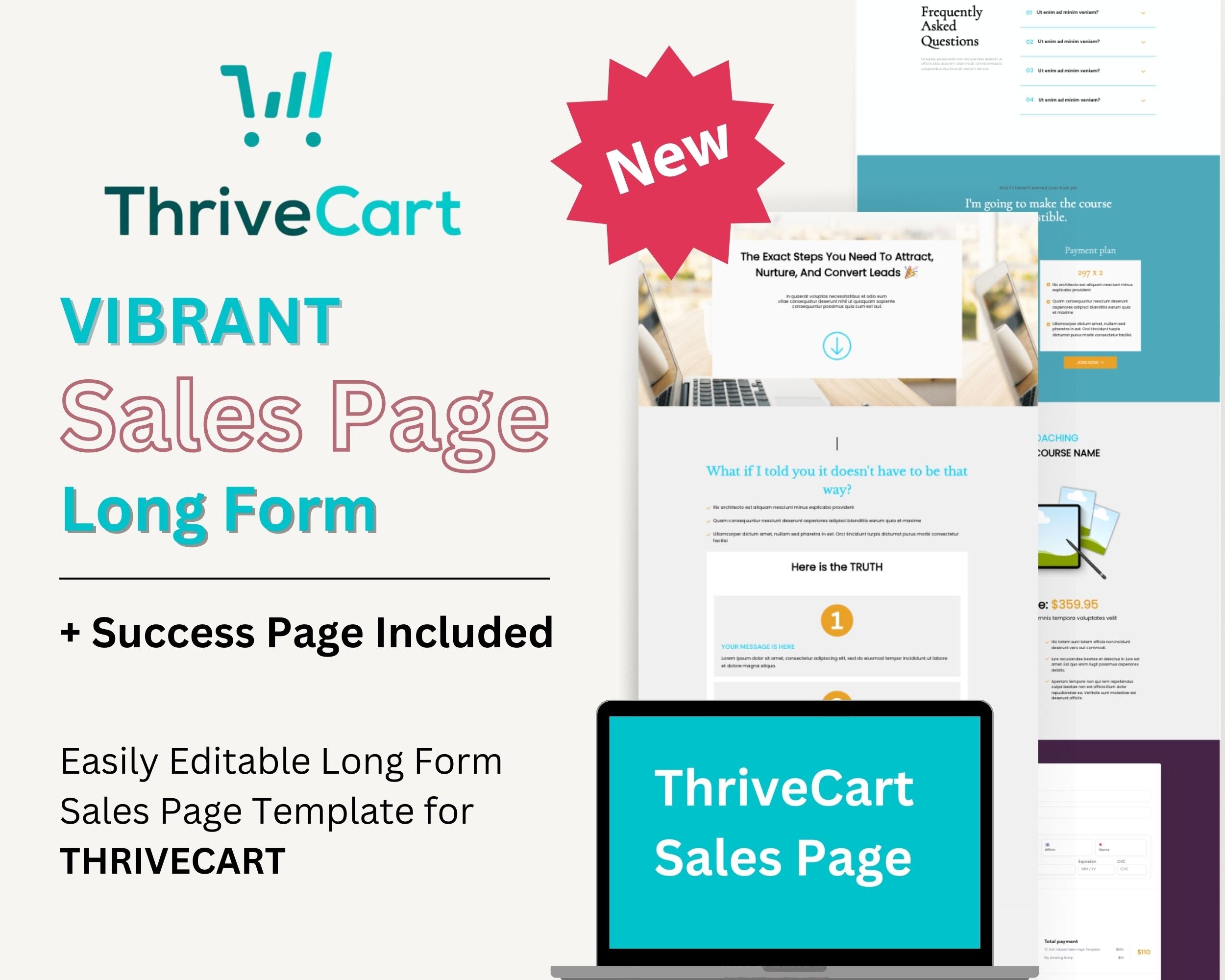 Vibrant Sales Page Template in ThriveCart