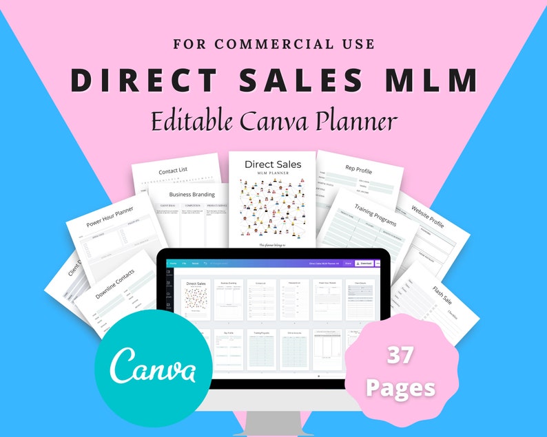 Editable Direct Sales Planner in Canva | Commercial Use