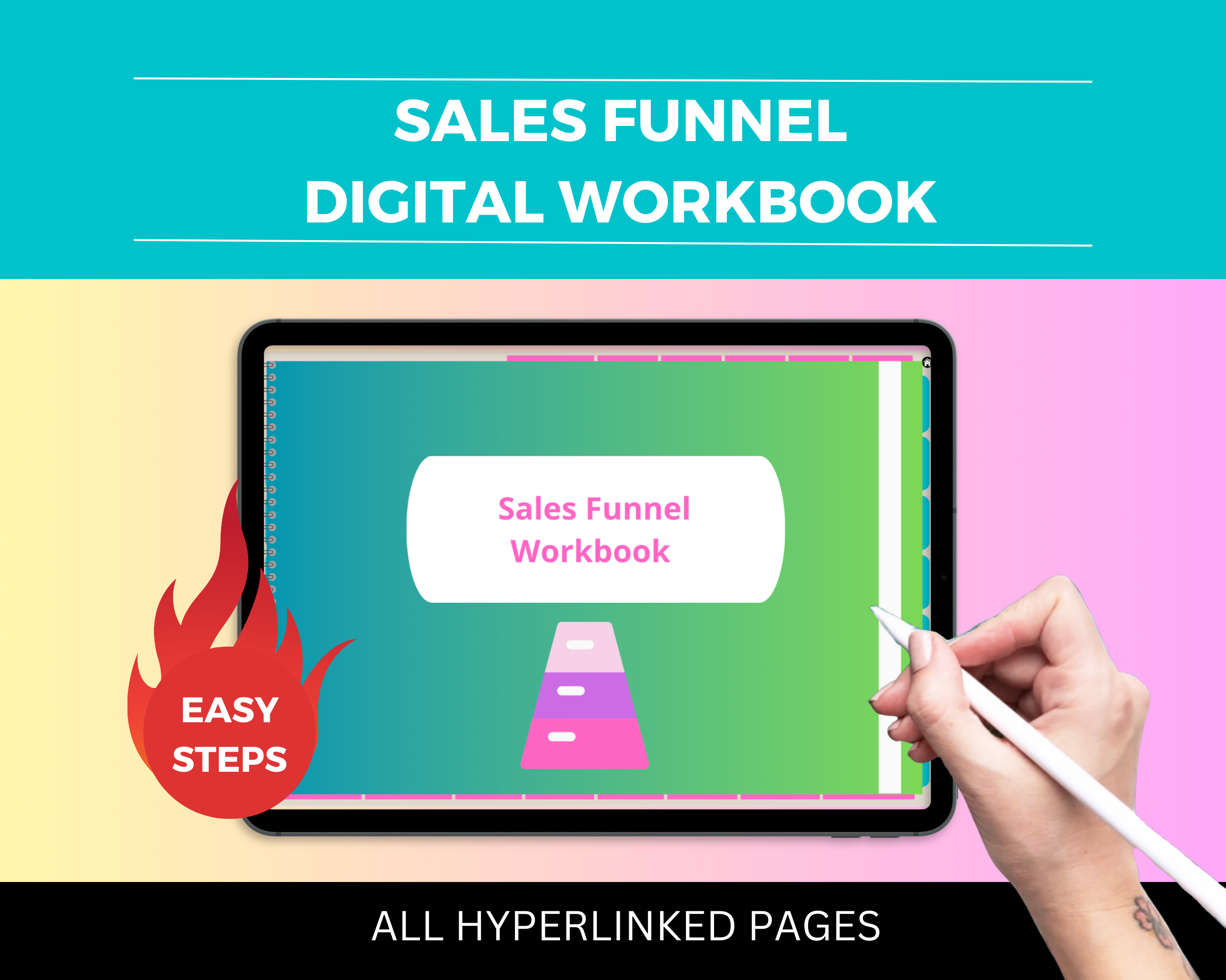 Sales Funnel Digital Workbook | Evergreen Funnel Planner | Hyperlinked PDF | Suitable with Goodnes & Notability