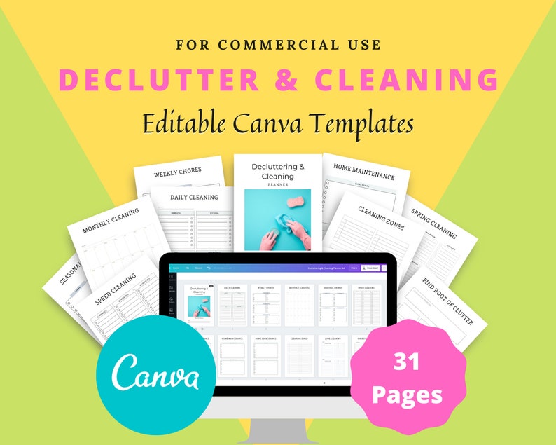 Editable Decluttering Template in Canva | Commercial Use