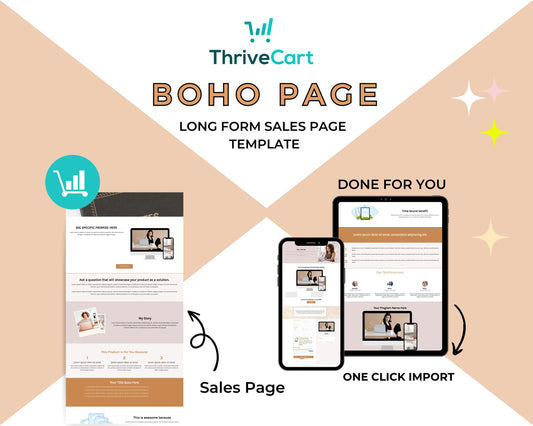 Boho Sales Page Template in ThriveCart