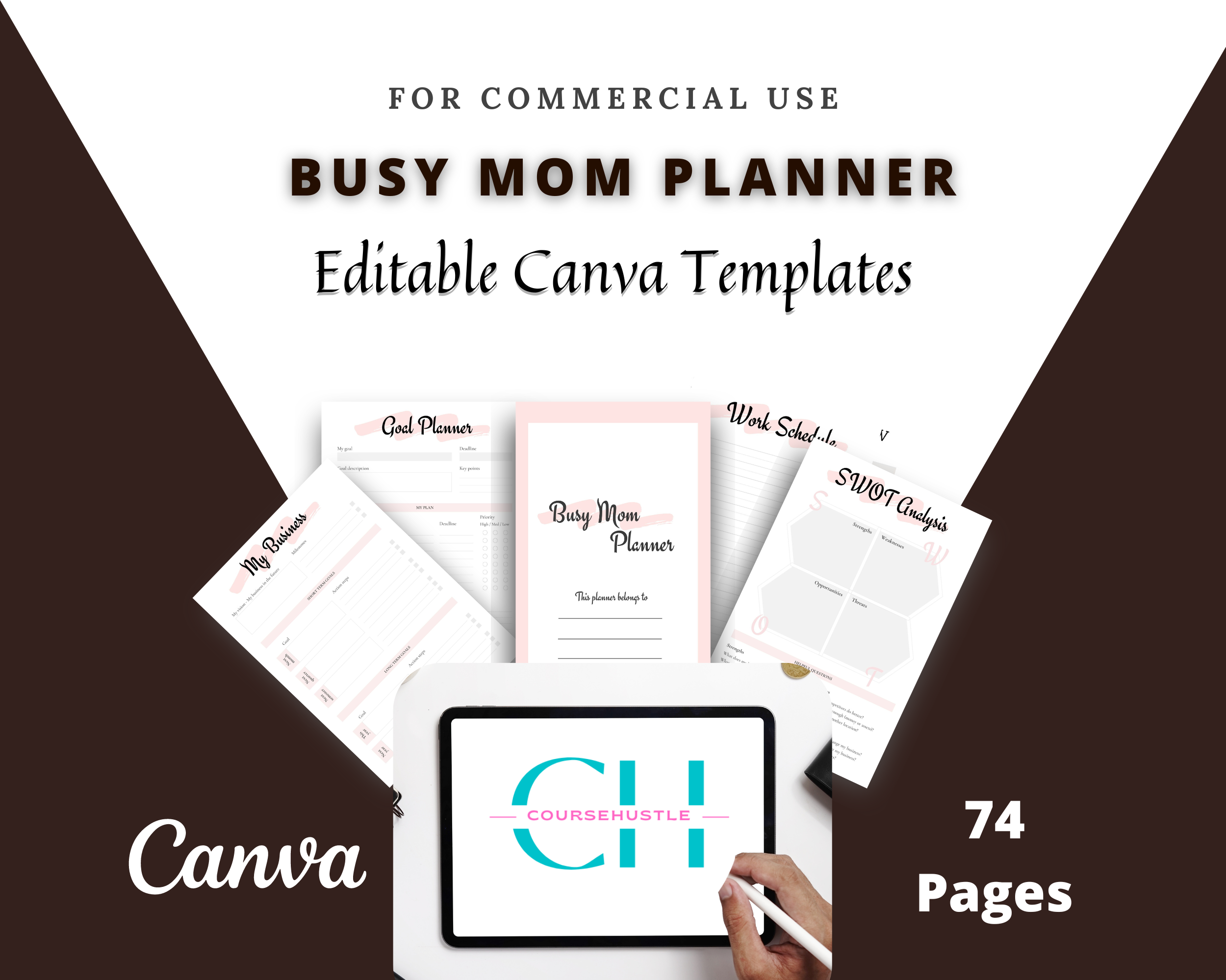 Editable Busy Mom Planner in Canva | Canva Template Pack | Commercial Use