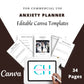 Editable Anxiety Planner in Canva | Commercial Use