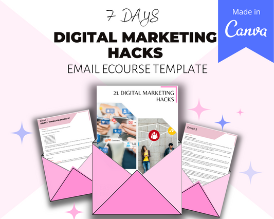 Editable 21 Digital Marketing Hacks Emails | Rebrandable Done-for-You eCourse