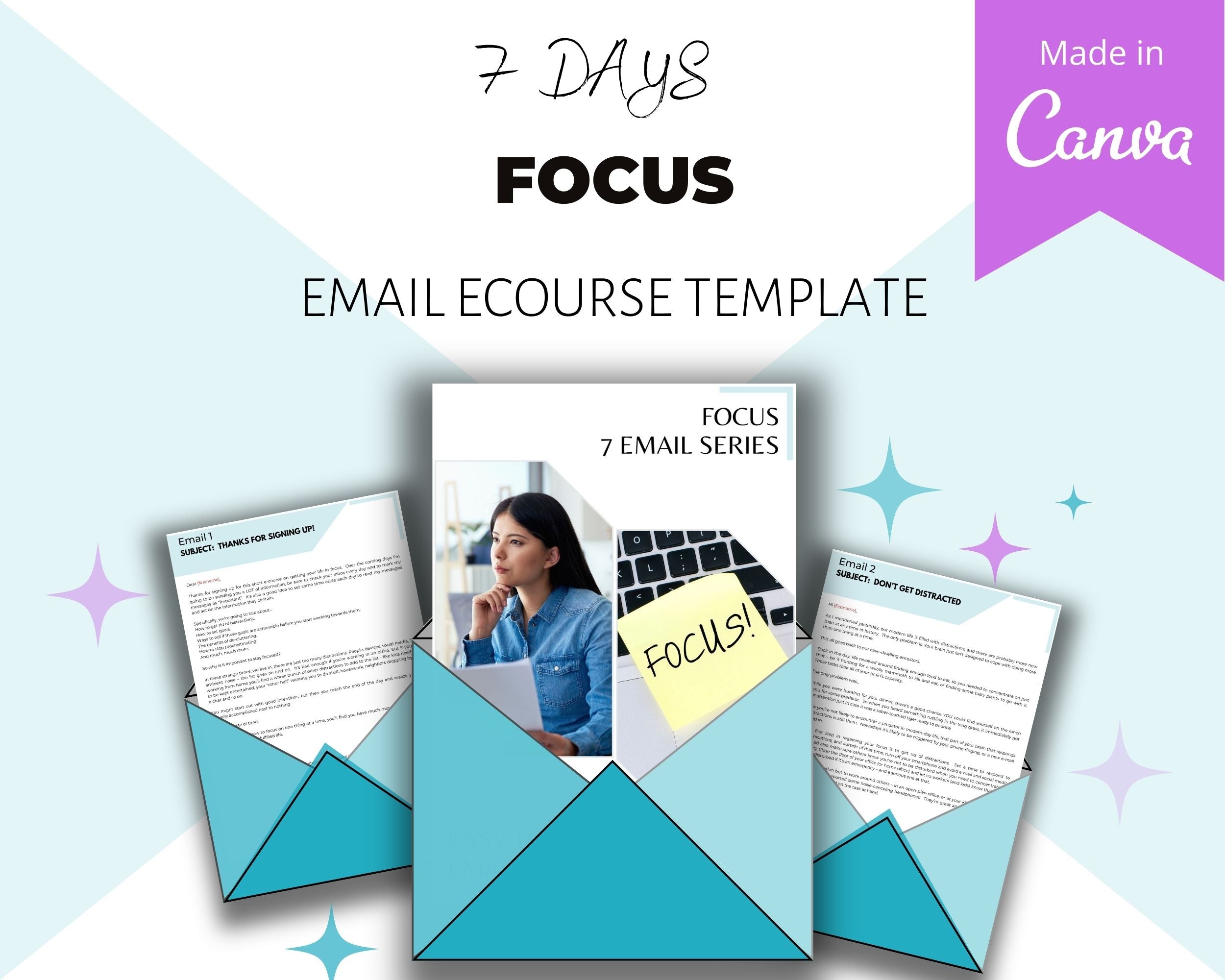 Focus 7 Day Emails | Email eCourse Template | Newsletter Template