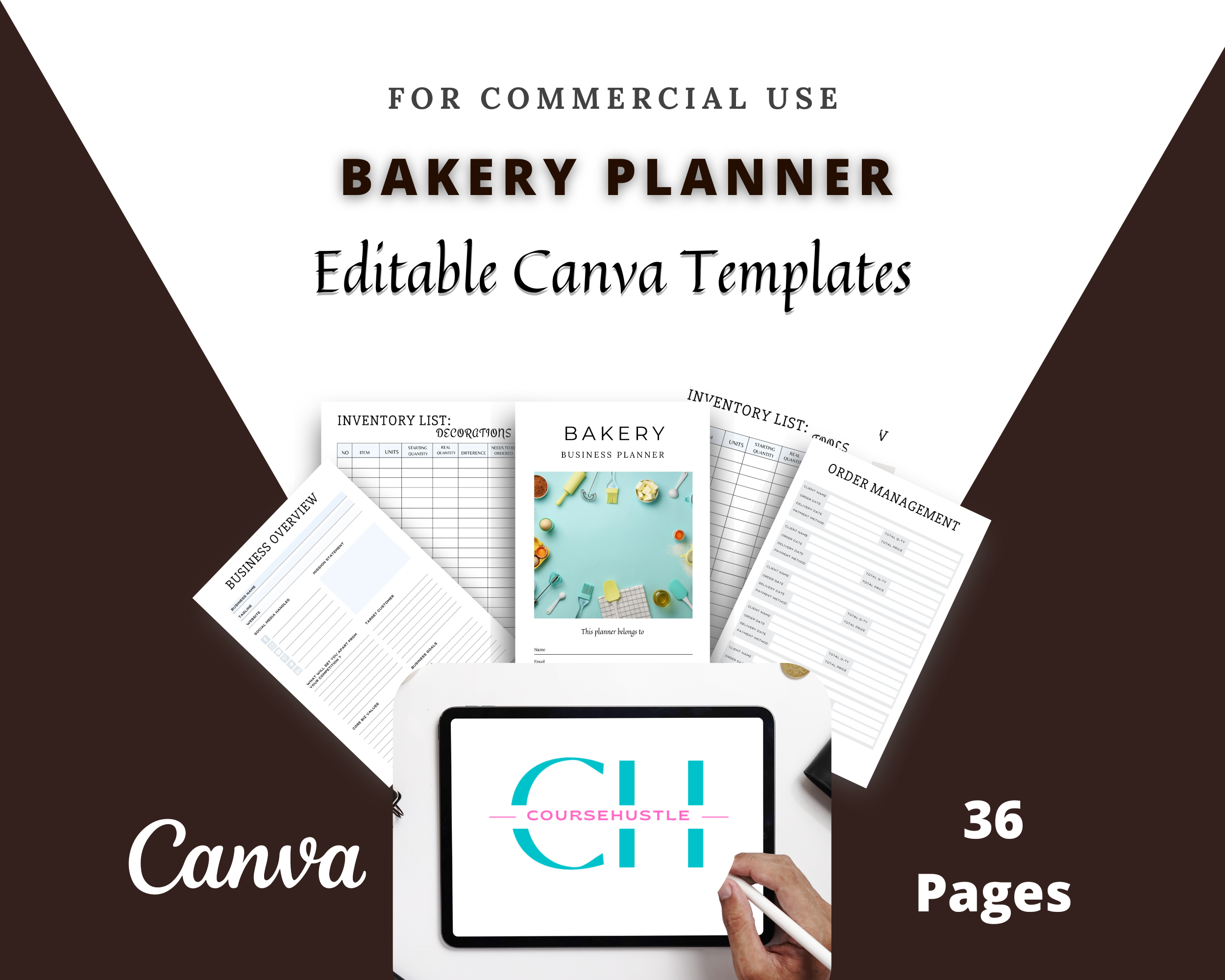 Editable Bakery Planner Templates in Canva | Commercial Use