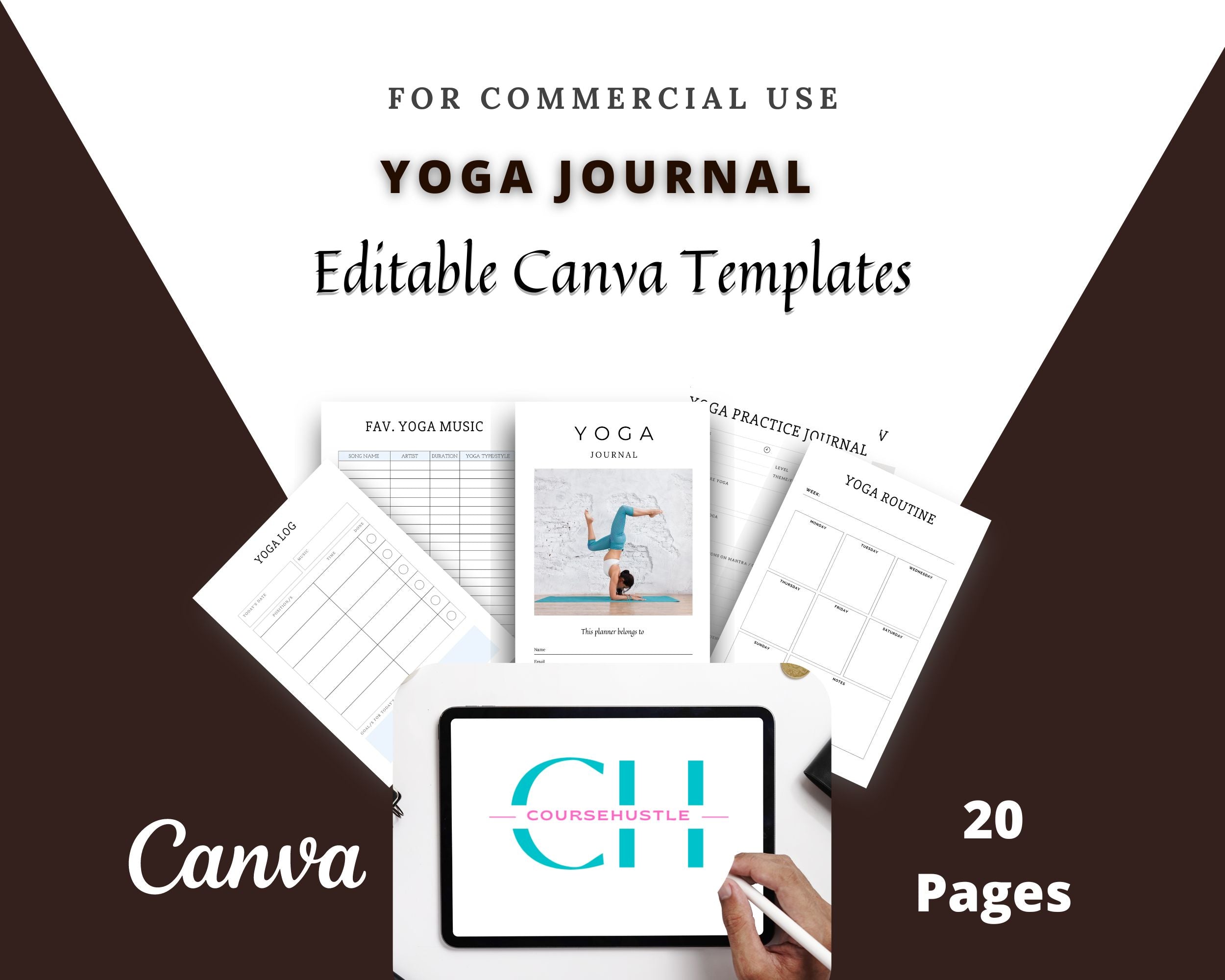 Editable Yoga Journal in Canva | Commercial Use