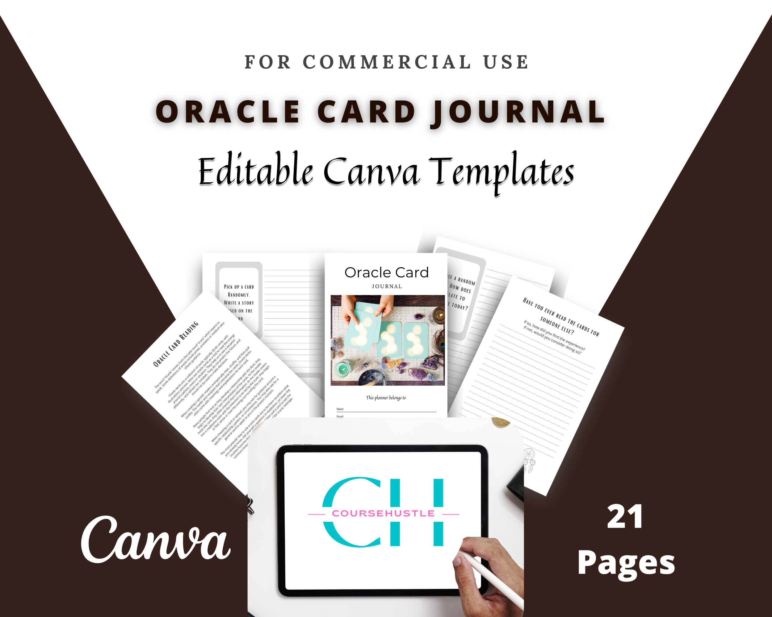 Editable Oracle Card Journal Templates in Canva | Commercial Use