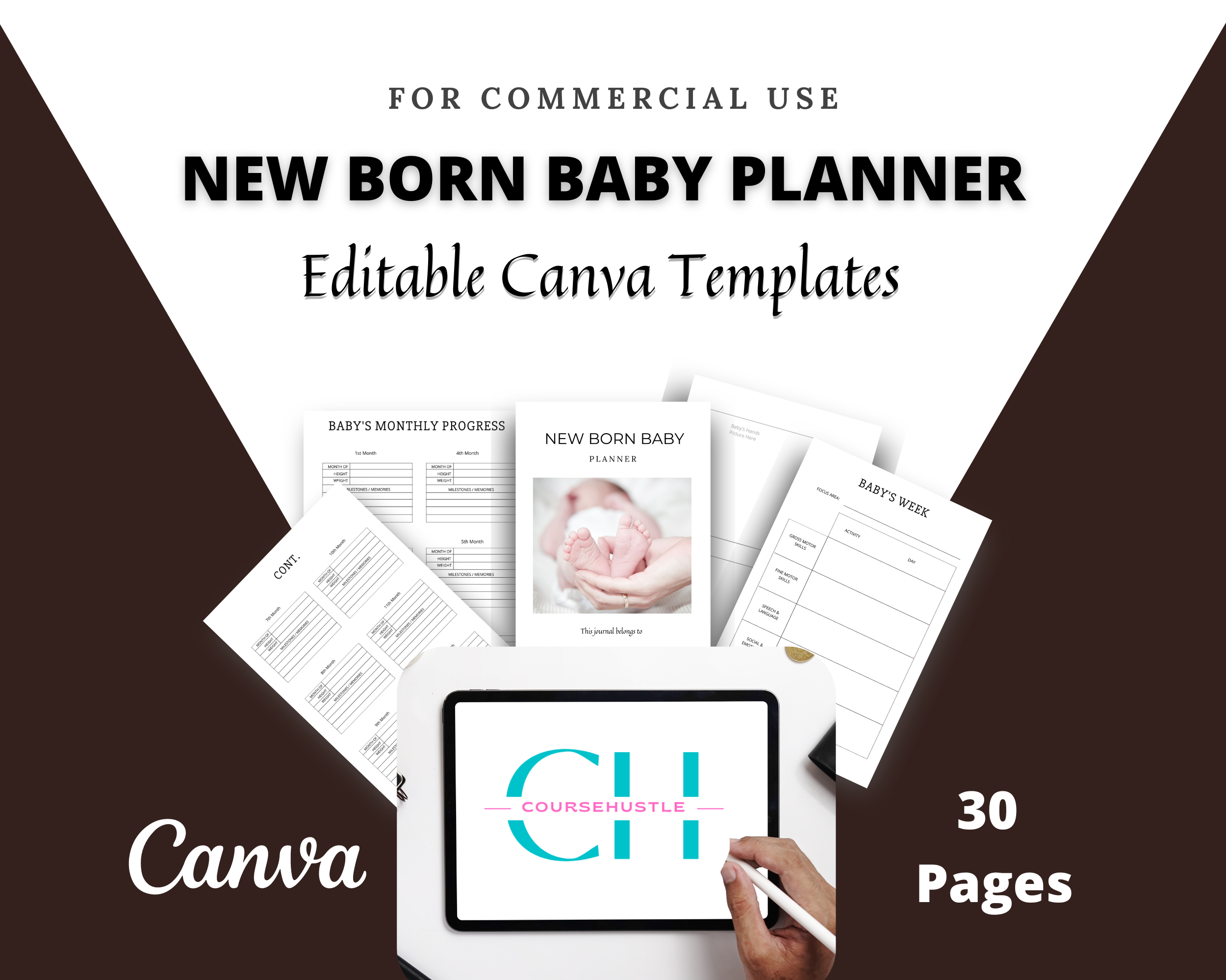 Editable New Born Baby Planner Templates in Canva | Commercial Use