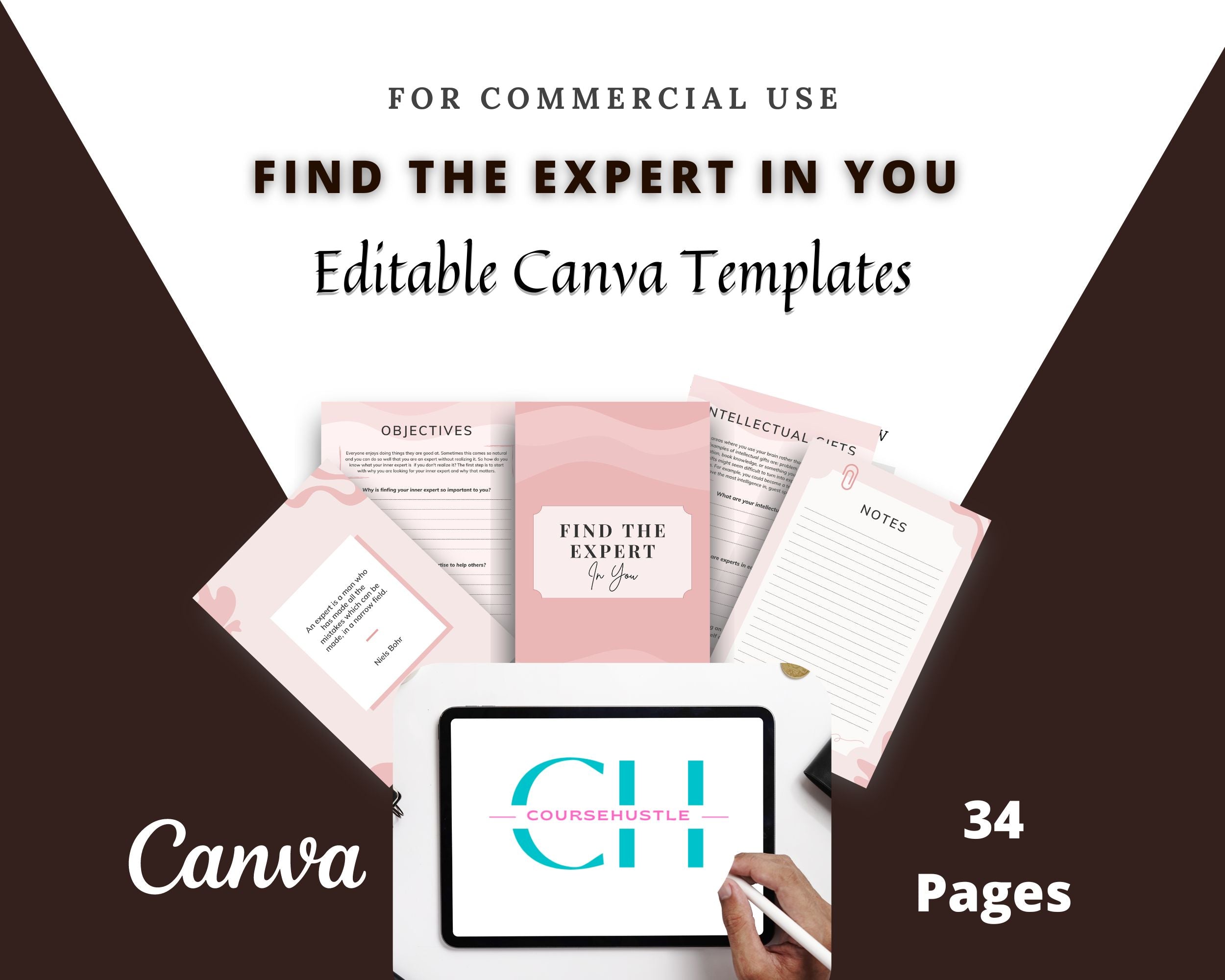 Editable Becoming Expert Planner Templates in Canva | Canva Template Pack | Expert in Narrow Field | Commercial Use