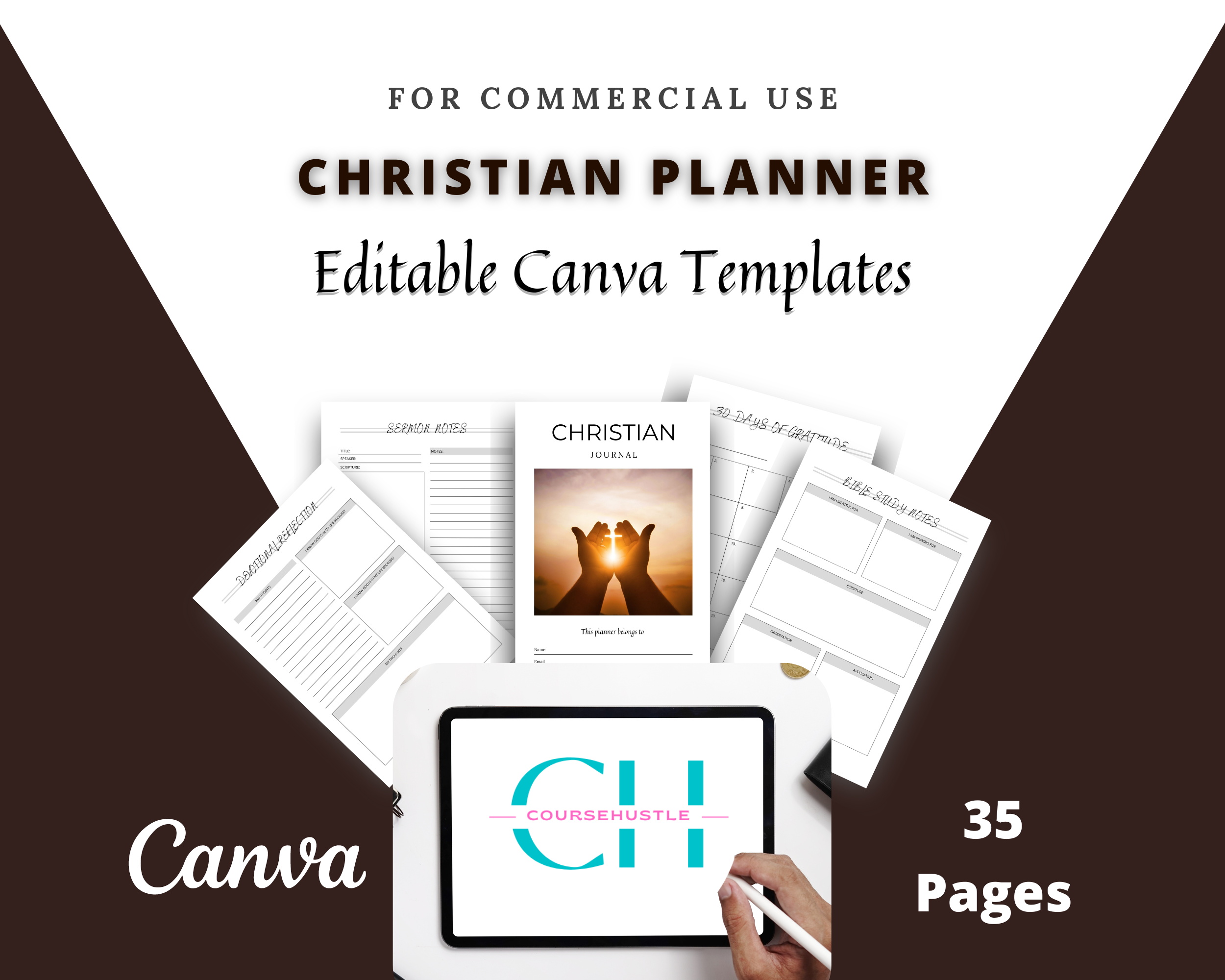 Editable Christian Planner in Canva | Commercial Use