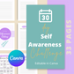 30-Day Self Awareness Challenge | Editable Canva Template A4 Size