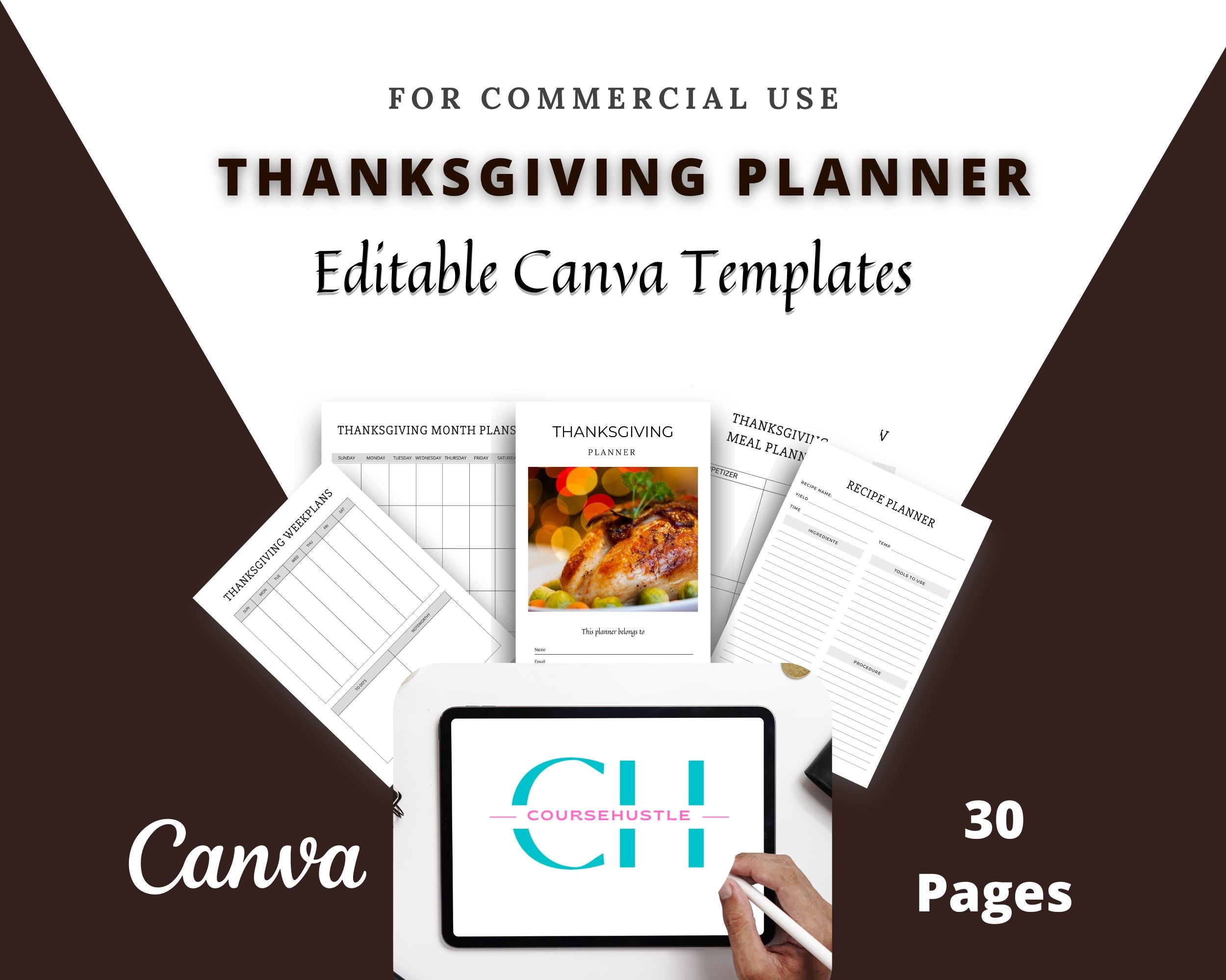 Editable Thanksgiving Planner in Canva | Canva Template Pack | Thanksgiving Planner Canva | Commercial Use