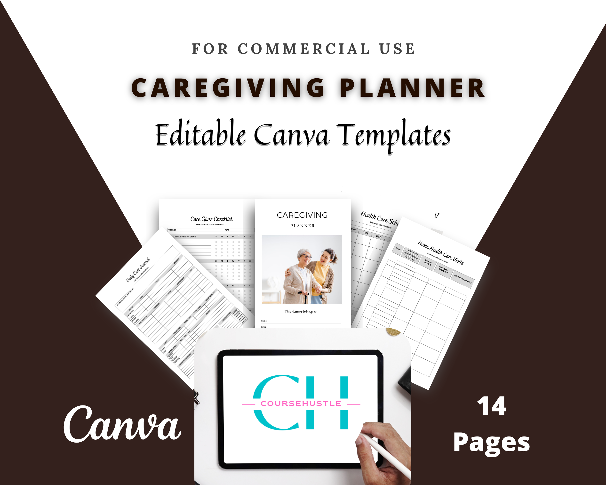 Editable Caregiver Planner in Canva | Canva Template Pack | Commercial Use