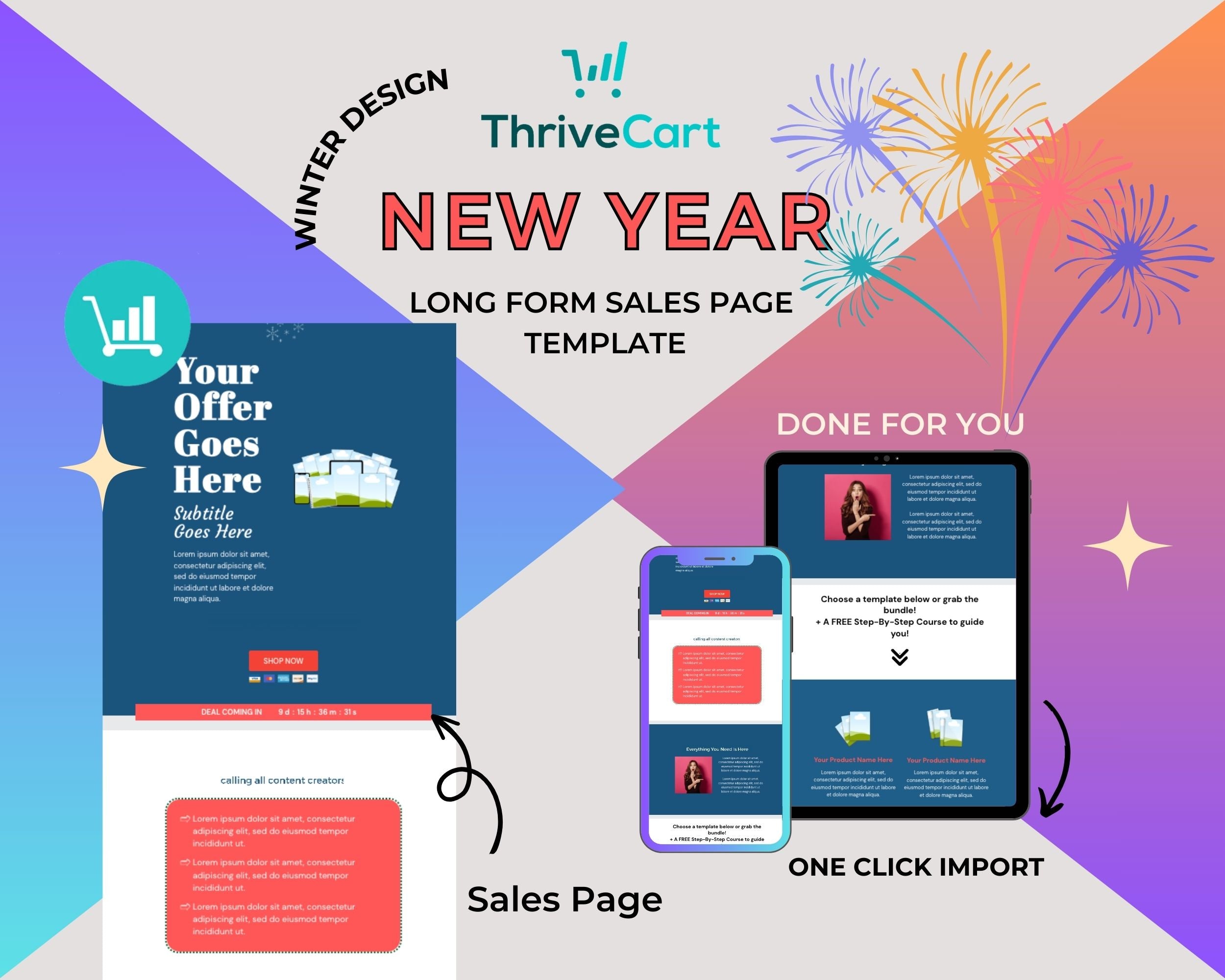 Animated New Year Sales Page Template in ThriveCart