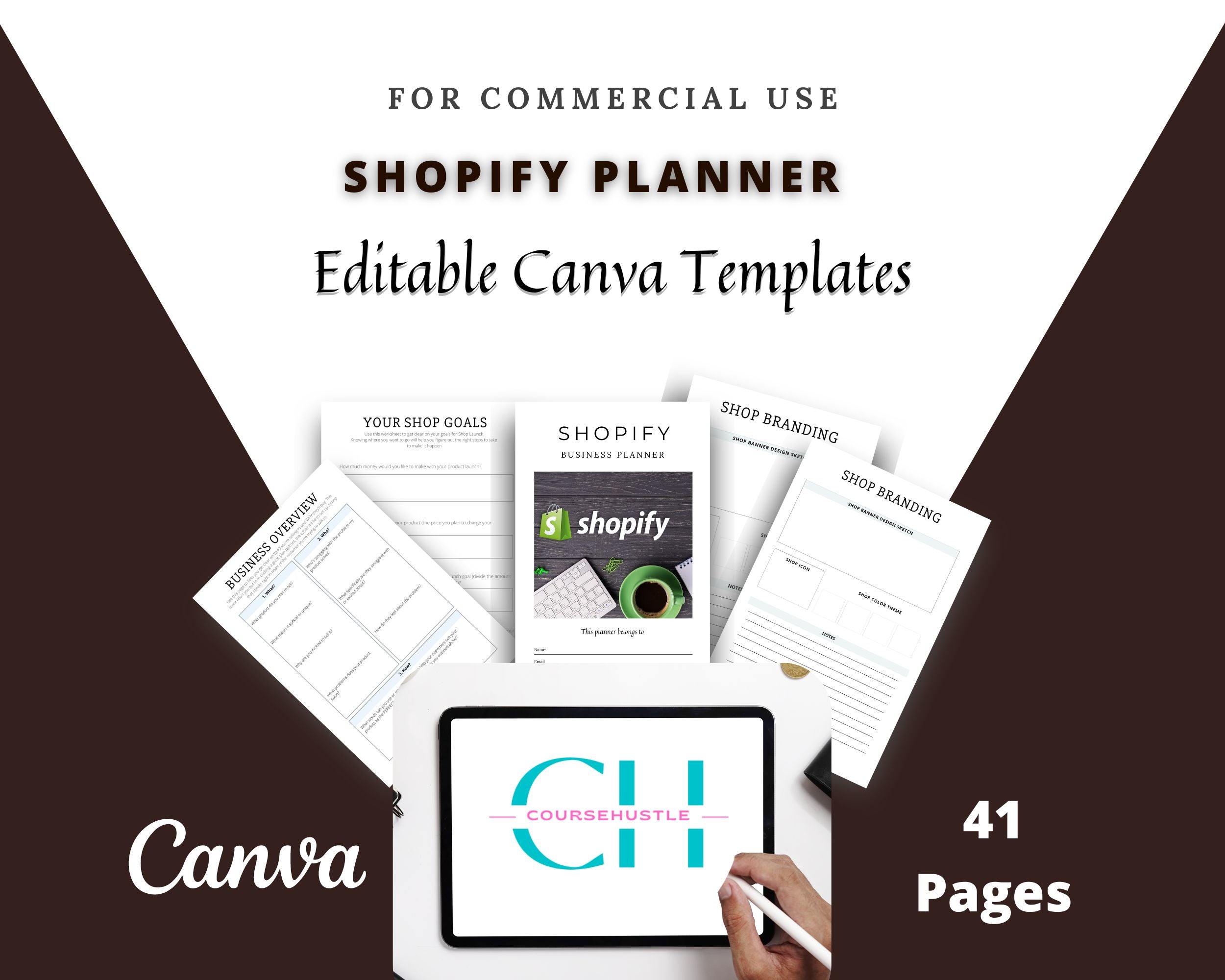 Editable Shopify Store Planner in Canva | Commercial Use