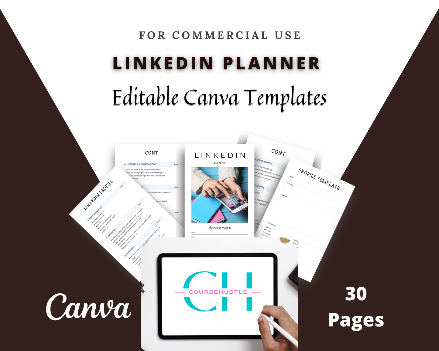 Editable LinkedIn Planner in Canva | Commercial Use