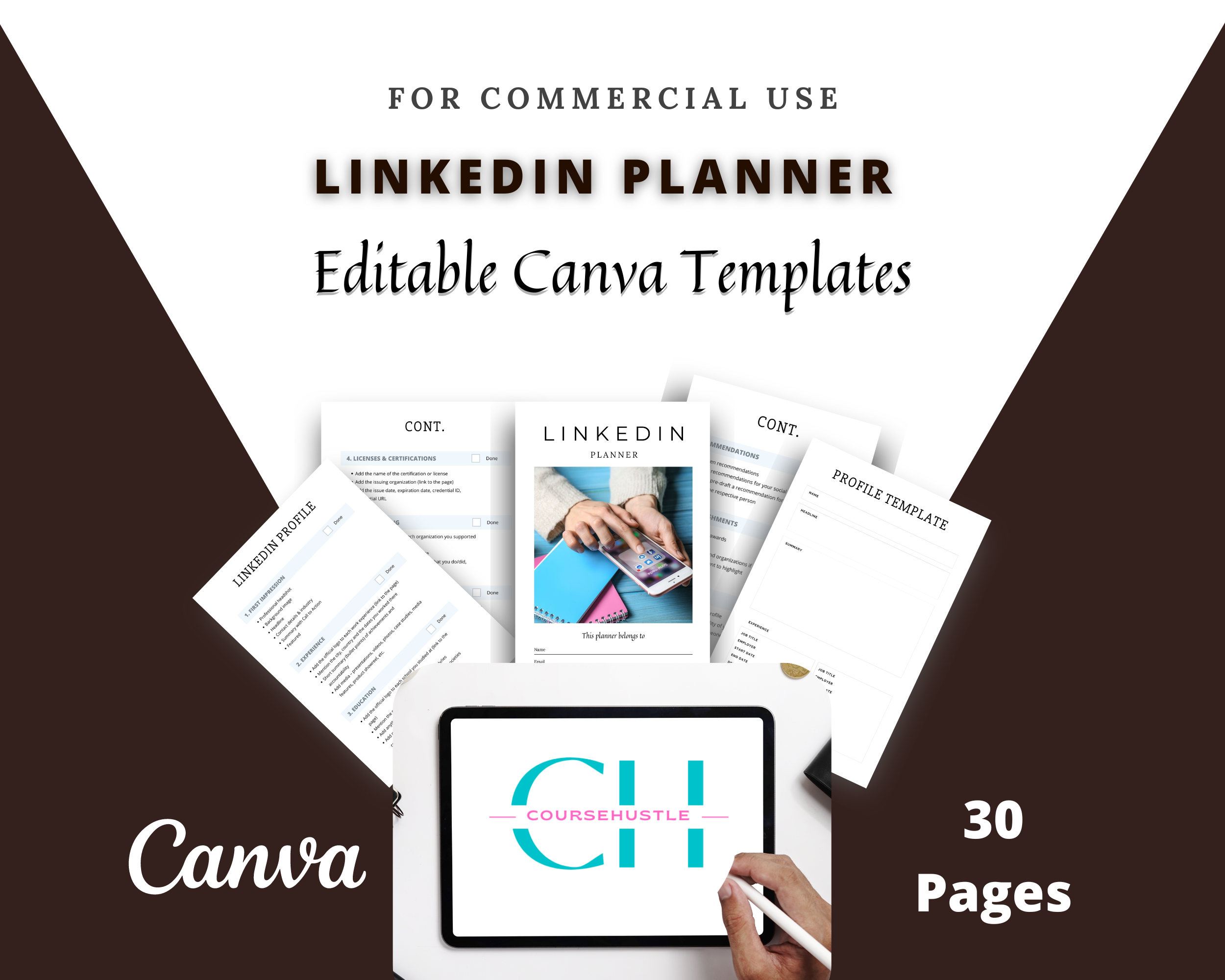 Editable LinkedIn Planner in Canva | Commercial Use